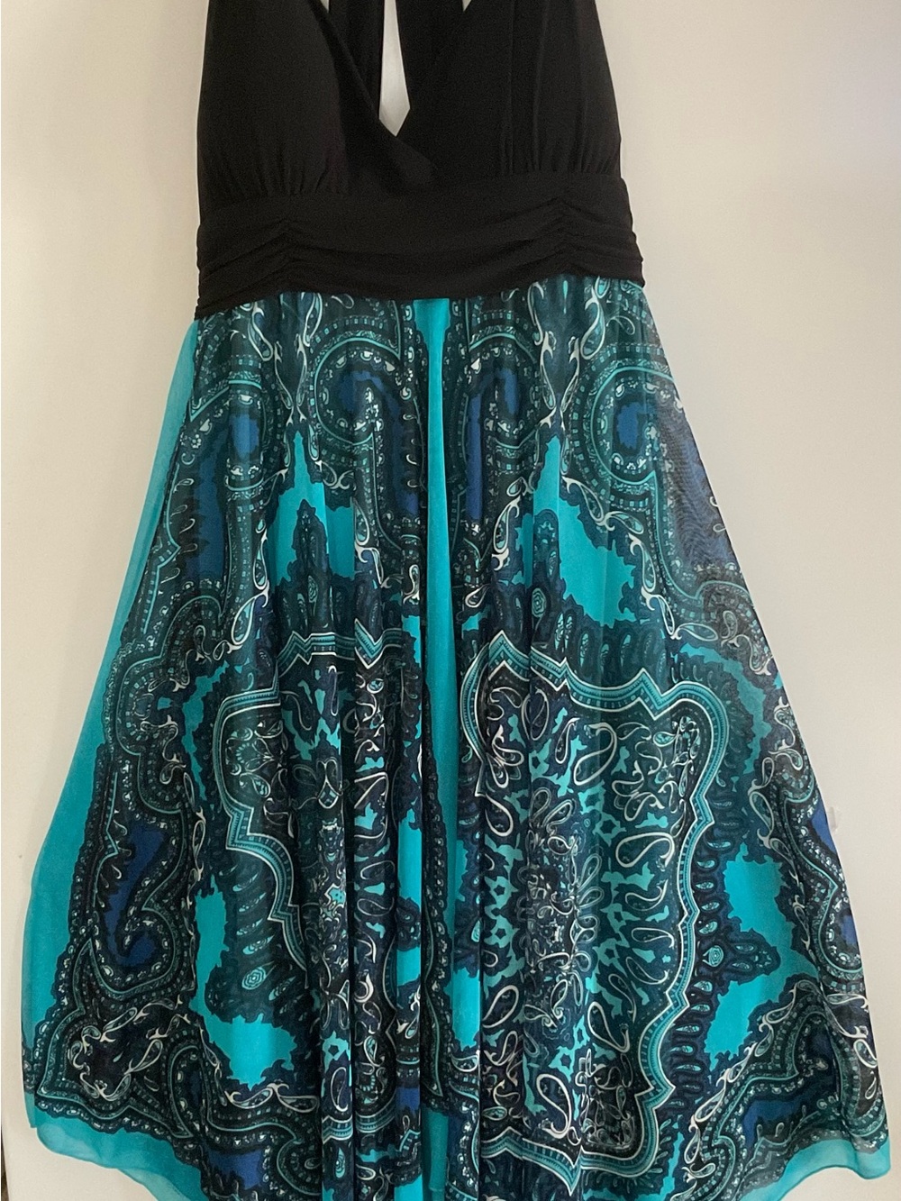 Black & Teal Paisley A-Line Skirt